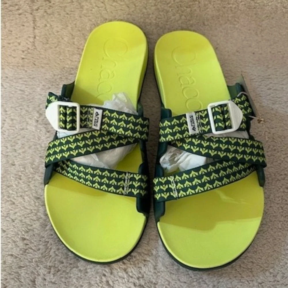 Chaco Black and Neon Green Sandals - Picture 3 of 8